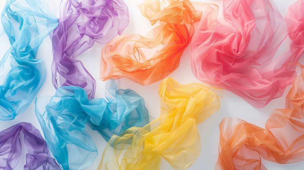 Recycled ocean plastic fabric showing smooth texture and vibrant colors